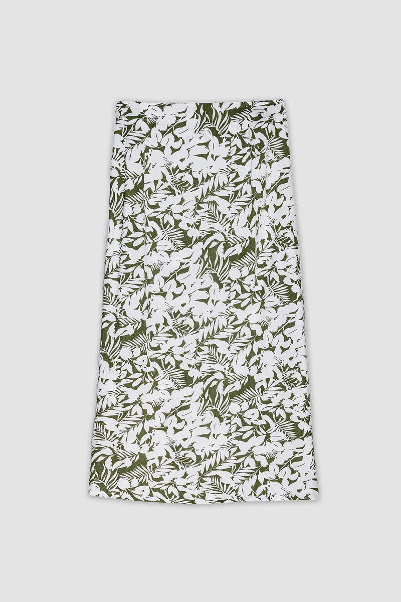 DeFacto Green Woman A Cut Floral Midi Skirt Casual - Image 3